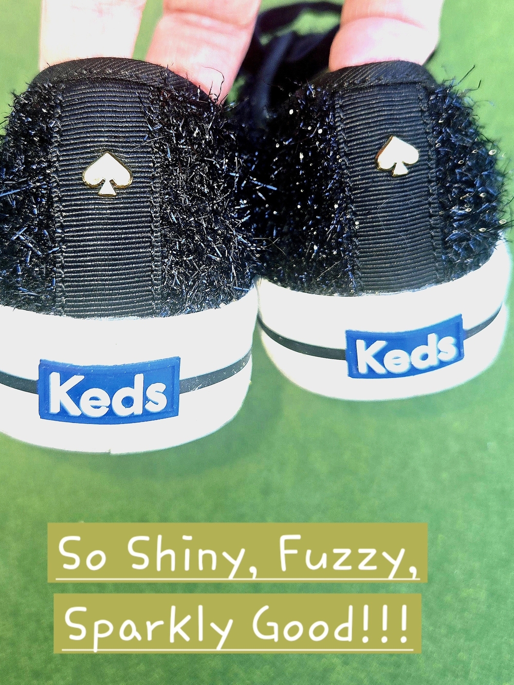 KEDS Kate Spade Anthropologie 6½ Kickstart Black Sparkle Tinsel Fuzzy SPARKLE - Picture 8 of 16